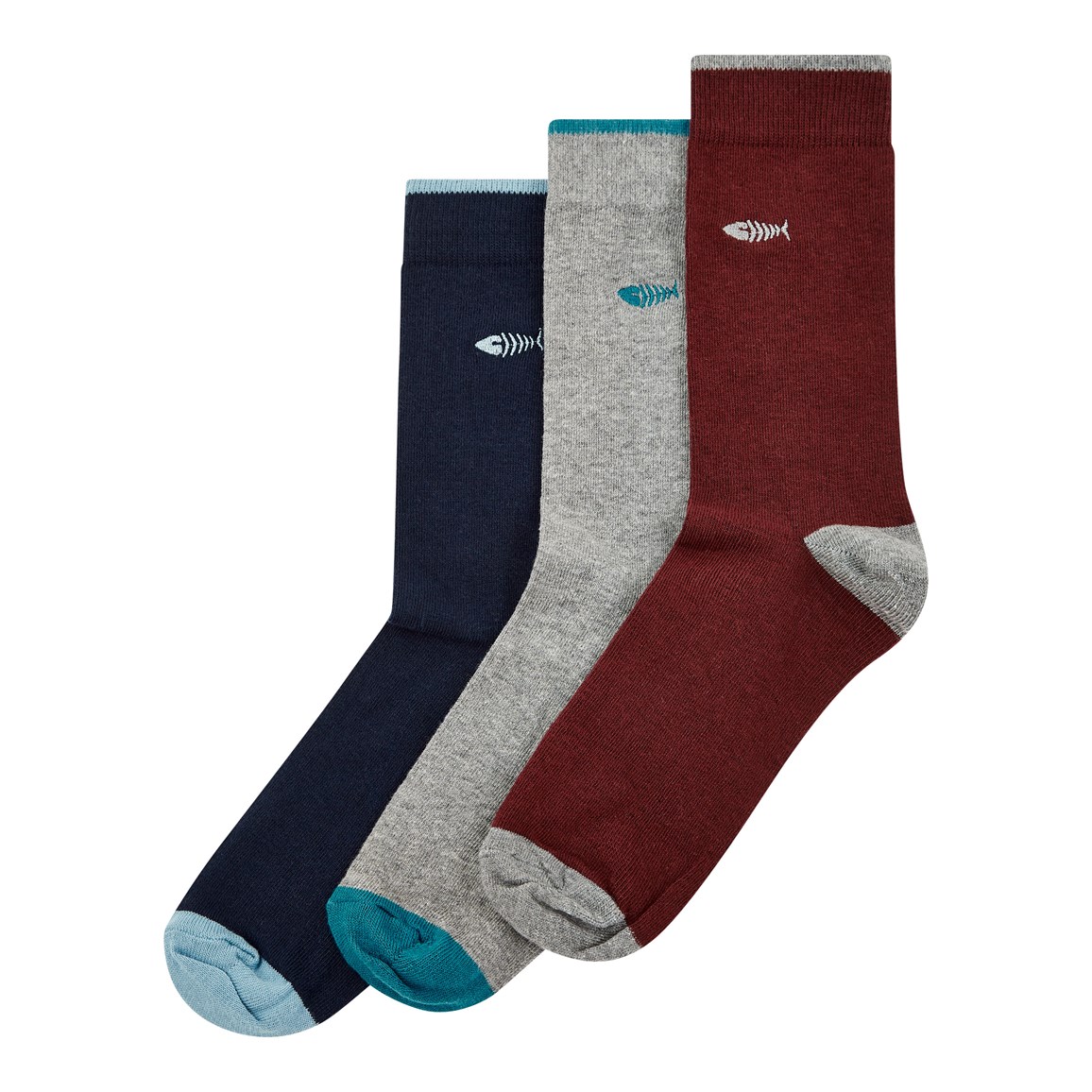 Weird Fish Altman Branded Sock 3-Pack Maritime Blue