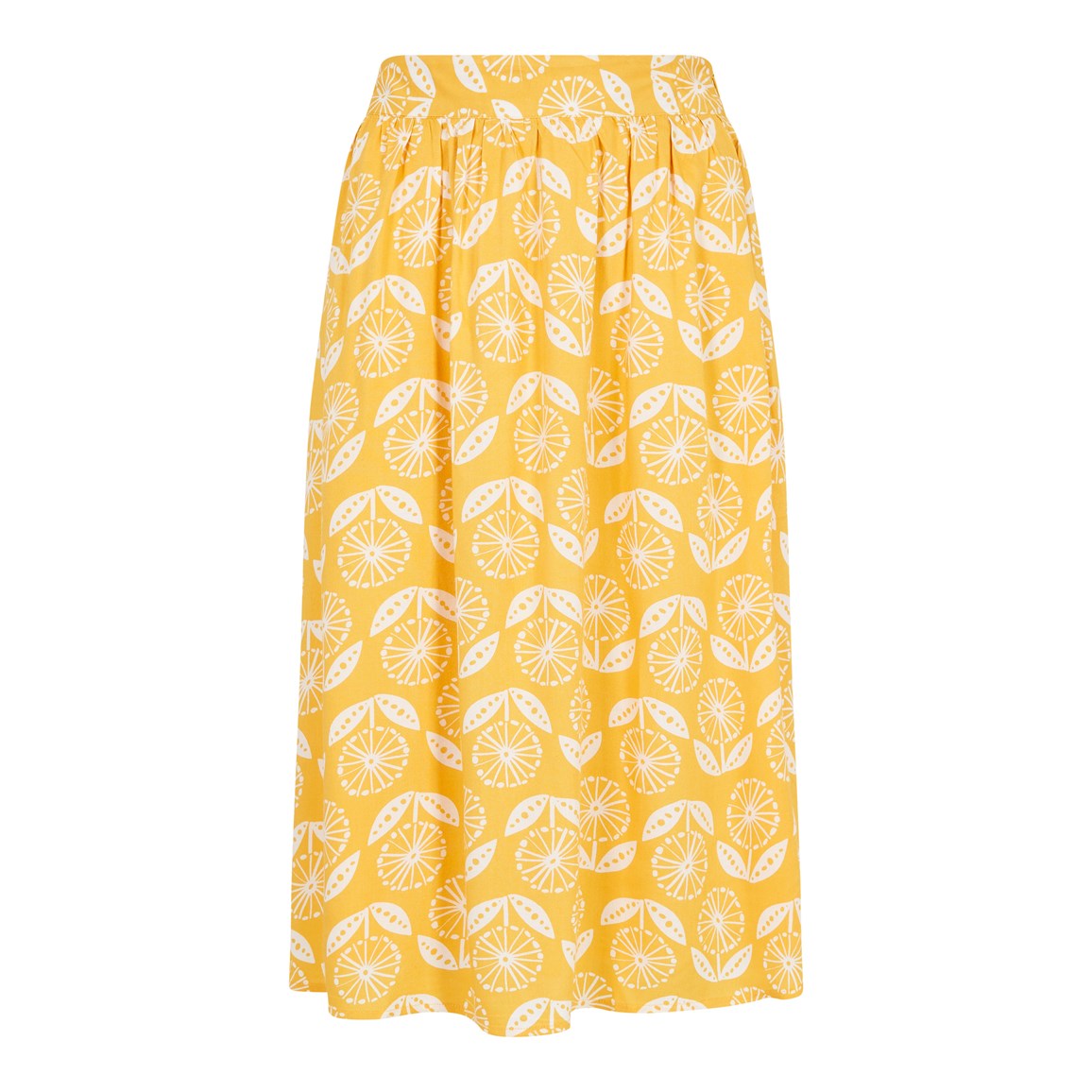 Weird Fish Bonnie Floral Print Midi Skirt Sunshine Yellow Size 10