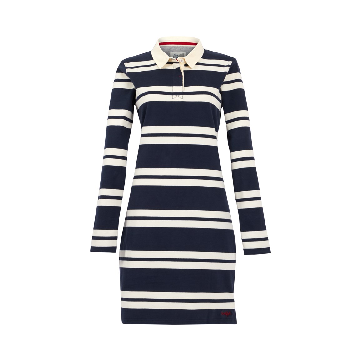 Weird Fish Ava Organic Cotton Stripe Rugby Dress Navy Size 10