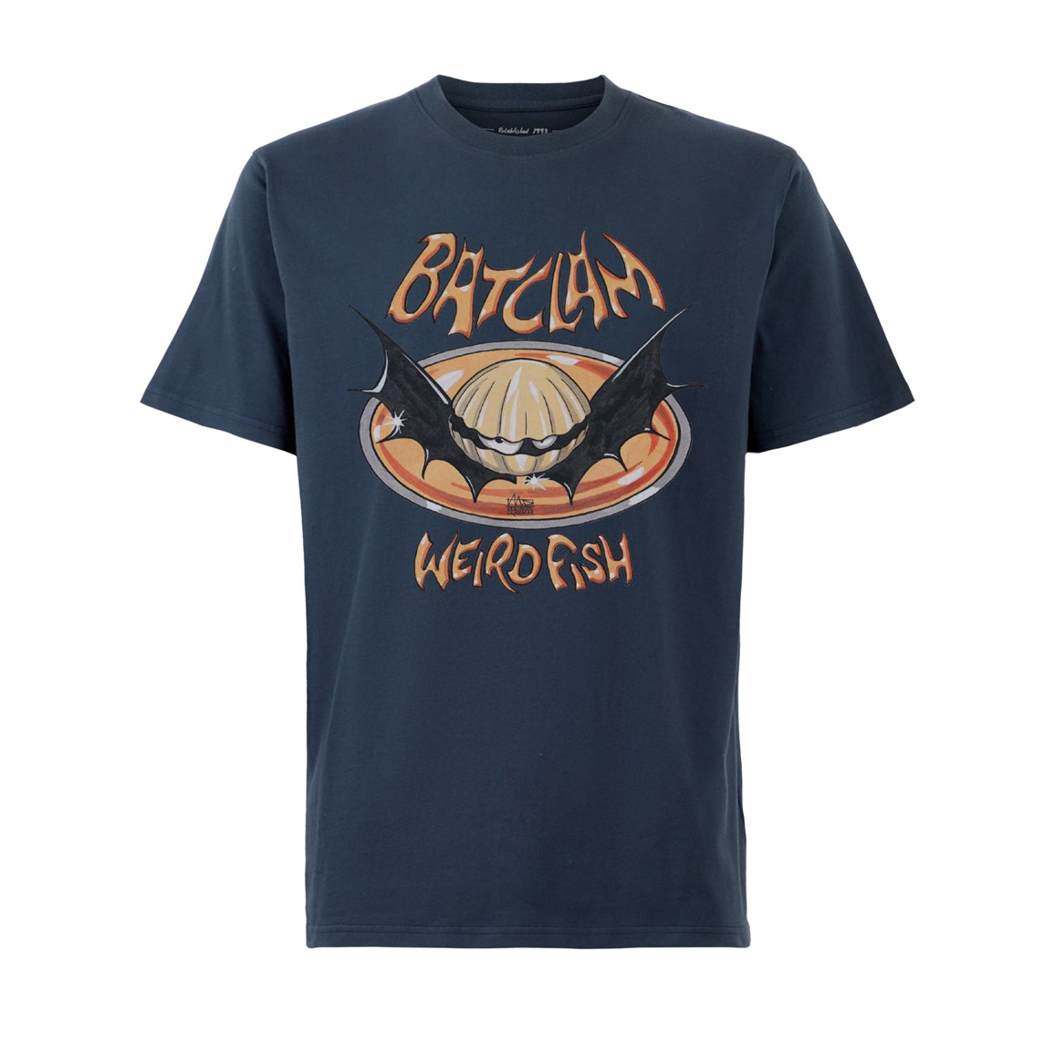 Weird Fish Batclam Organic Cotton Artist T-Shirt Navy Size XL