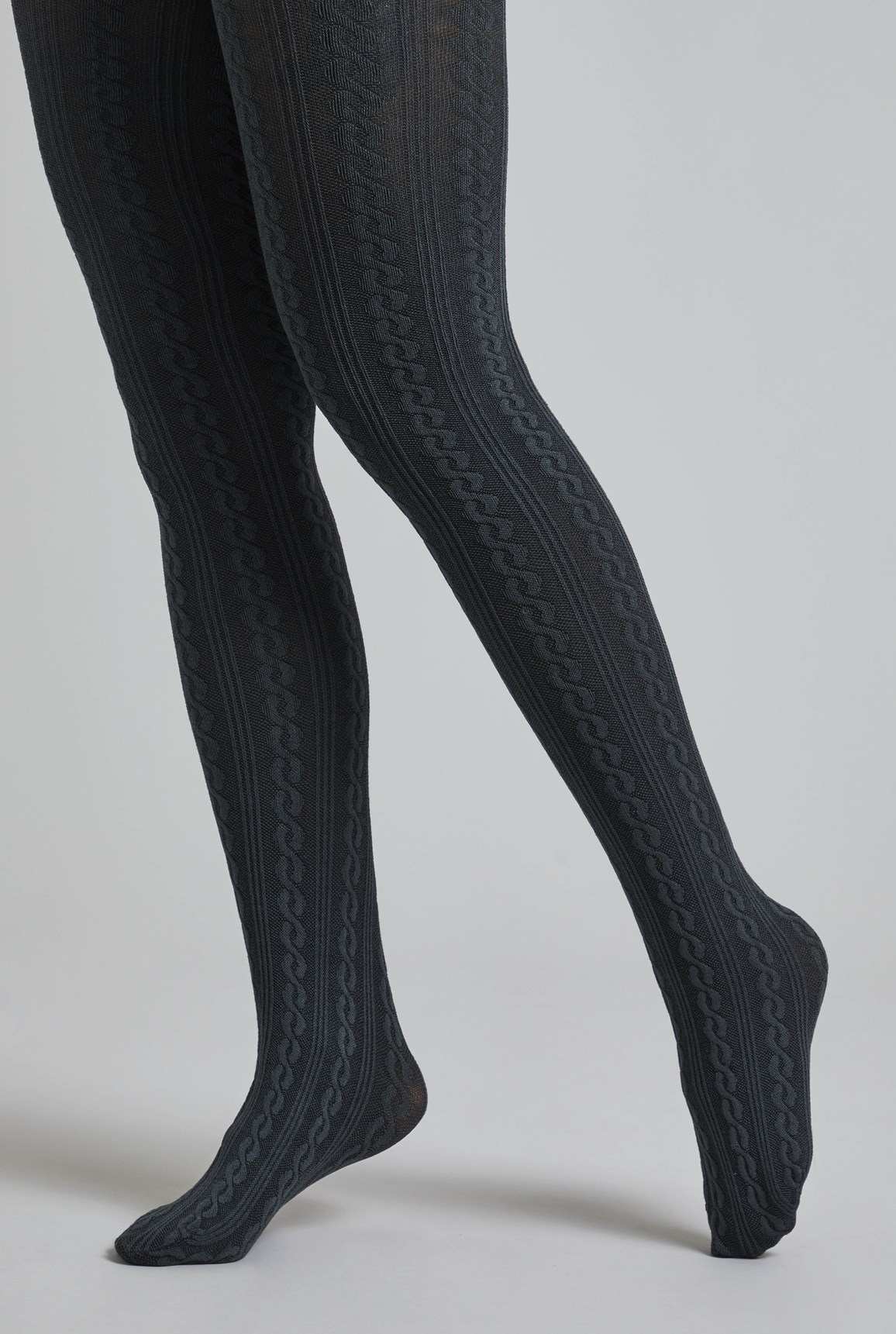 Weird Fish Kendra Cable Tights Charcoal Size L