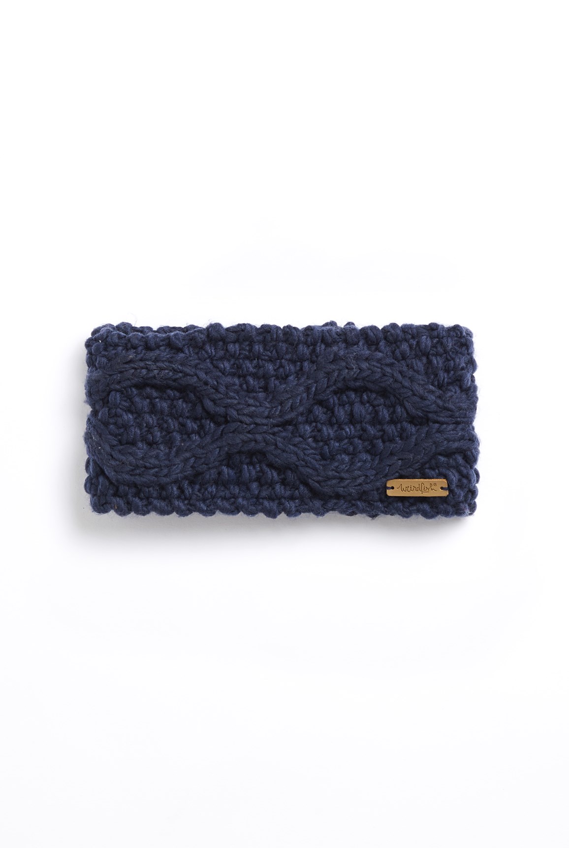 Weird Fish Ellor Eco Chunky Cable Knit Headband Navy Size ONE