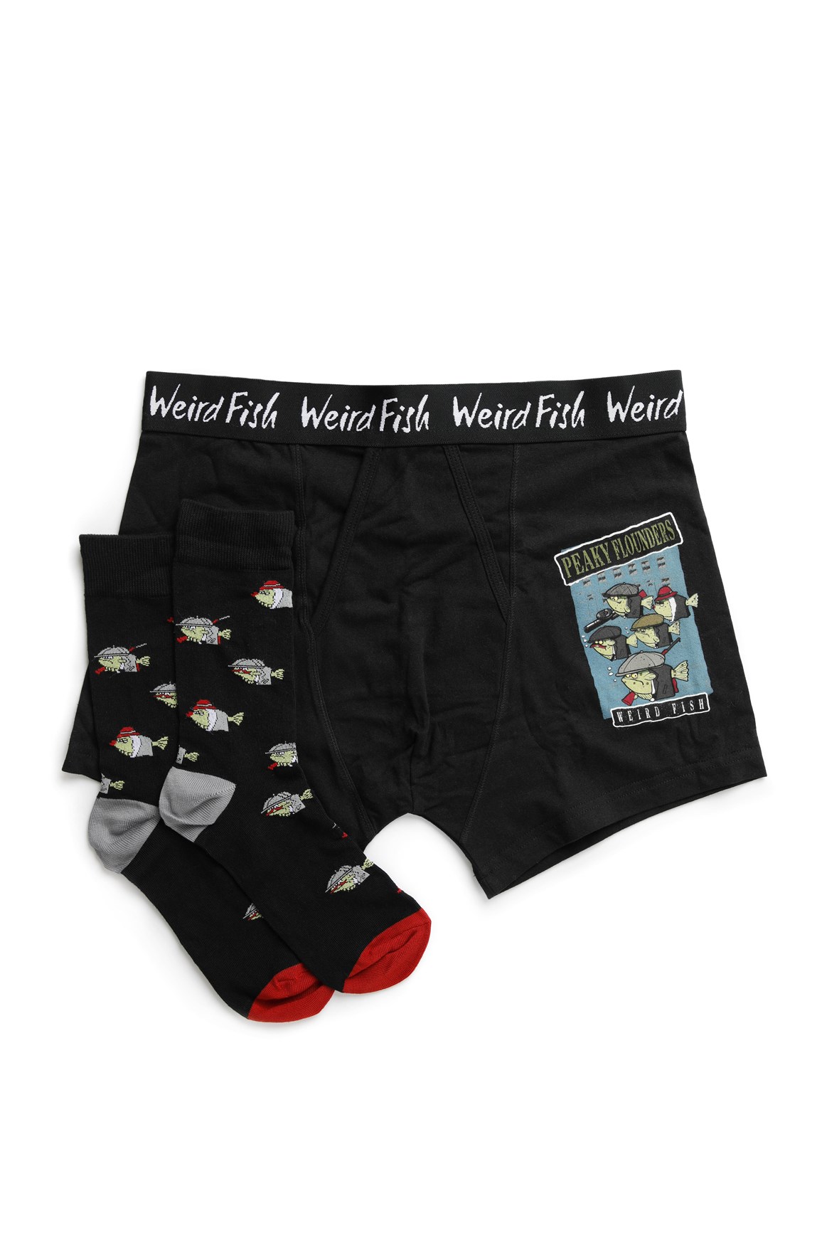 Weird Fish Brien Boxer & Sock Set Black Size 2XL