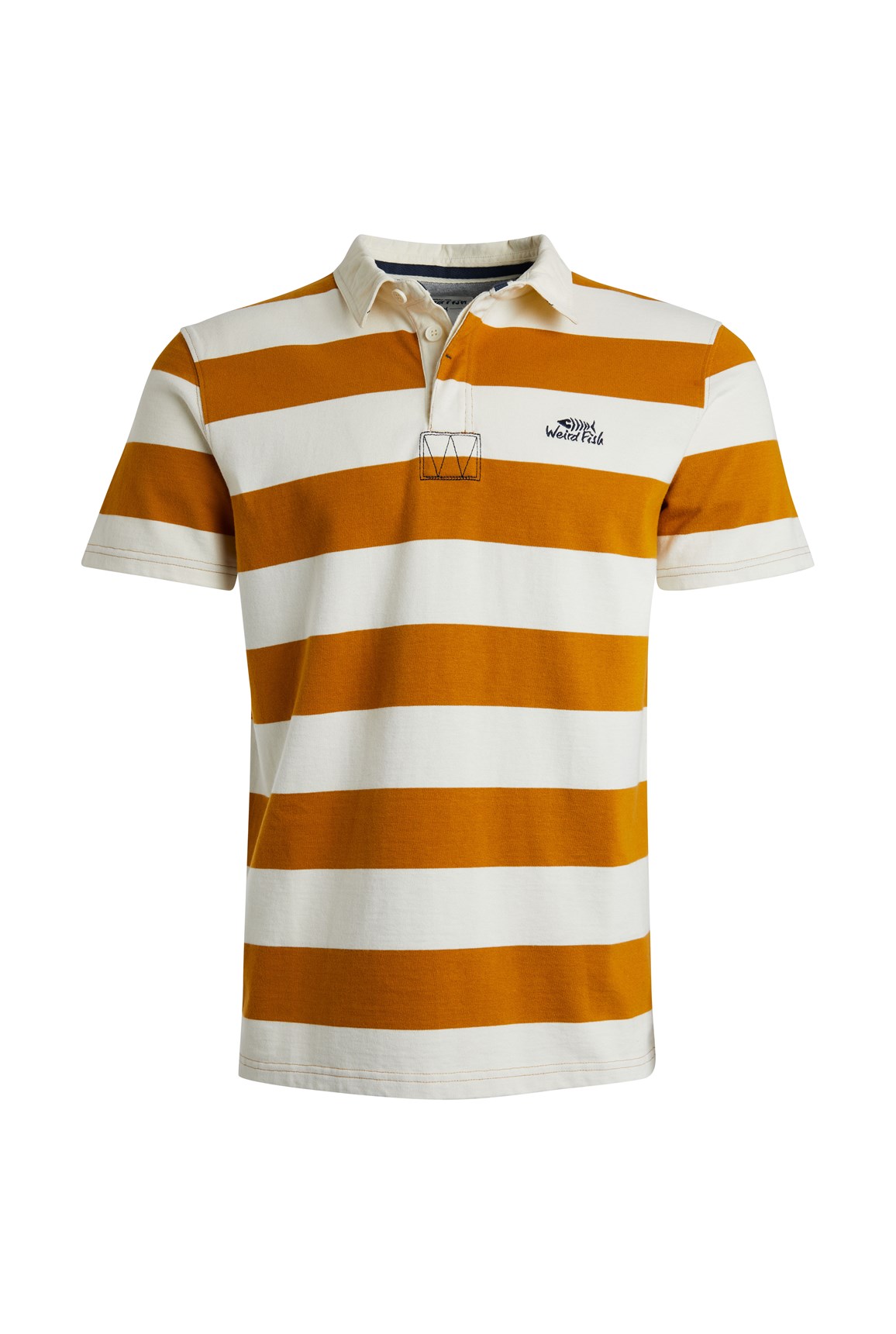 Weird Fish Hennell Organic Cotton Striped Rugby Shirt English Mustard Size S